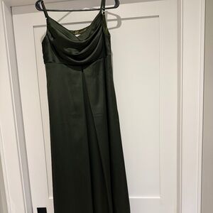 Revelry Maternity Skye Satin Dress Deep Olive